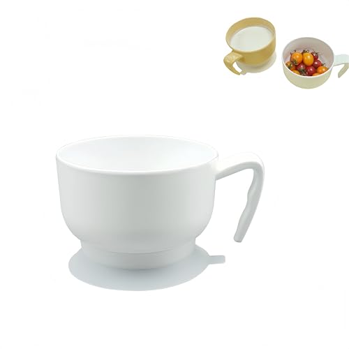 UKYCEORA介護用こぼれ防止ボウル 吸盤底 火傷防止ハンドル 介護施設 患者 家庭 手の震え パーキンソン病の高齢者向けのダンピング防止ボウル 手のリハビリテーショントレーニング用の適応食器付き